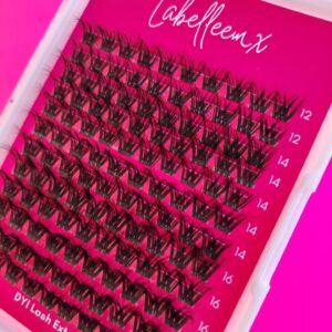Labelleemx 120 Extensiones de Pestañas WHISPY DYI Estilo FD04 Tamaño 12 14 y 16 Alta Calidad para Maquillaje Profesional